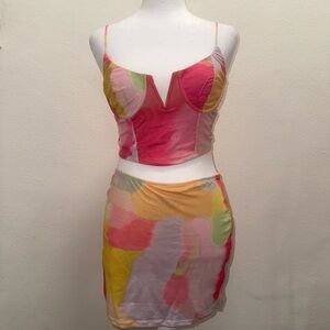 Dolls Kill Blanc Citrus Spritz Tie Dye Skirt Set